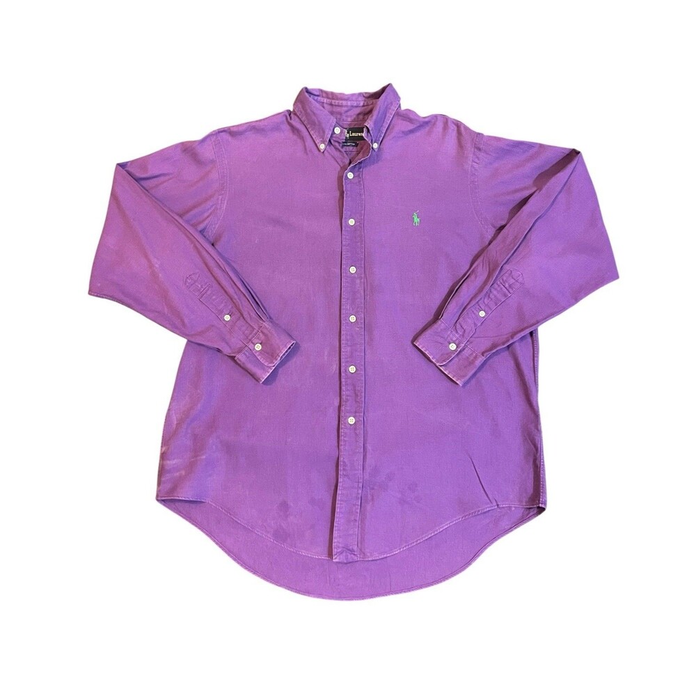 Vintage 90s Polo Ralph Lauren Purple Cotton Buttondown Shirt Men’s Size Large